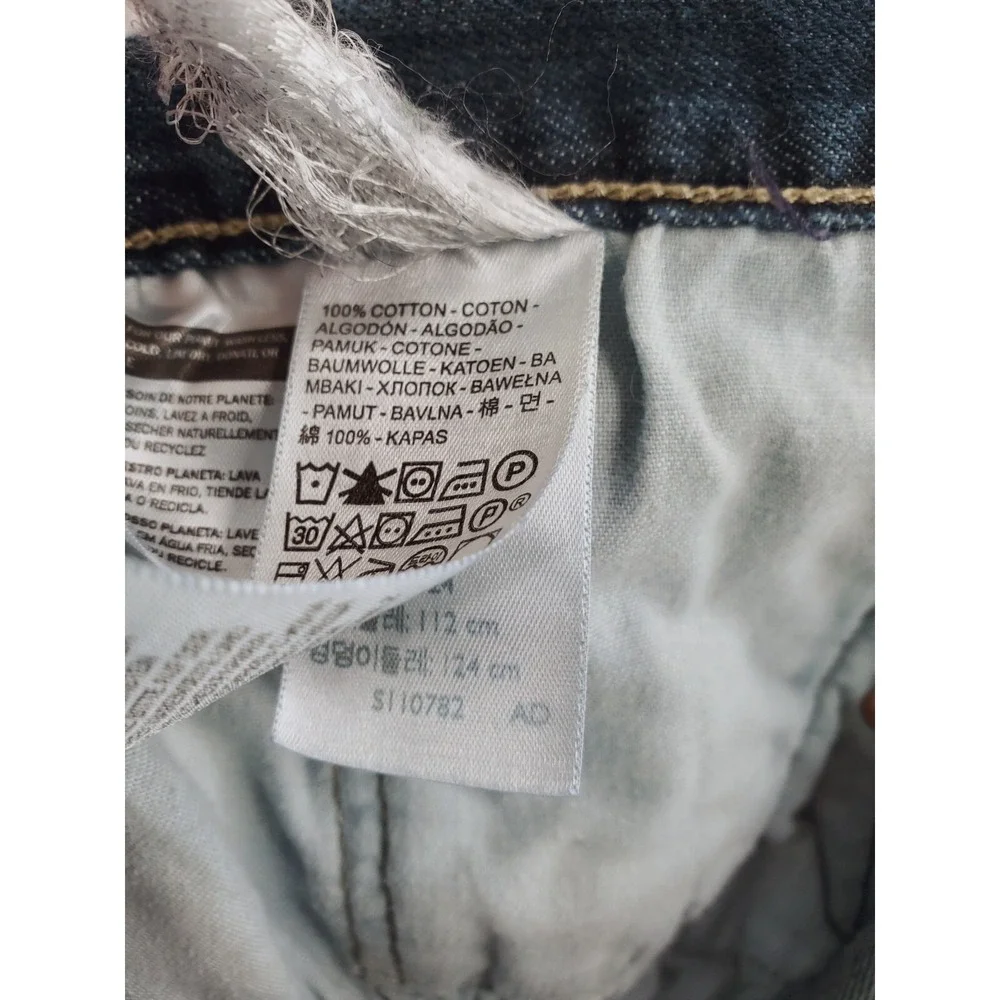 Levis 501 Jeans Mens 44x32 Blue Original Straight Button Fly Dark Wash Work Pant